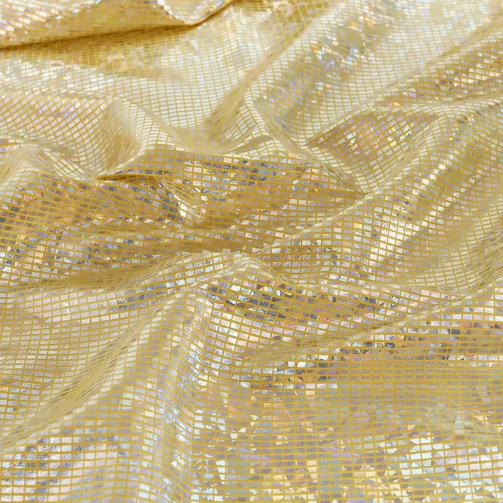 100x150cm Metallic Gold Foil Fabric Laser Colorful Sewing Material Shining Background Decorations Cloth Peaceful Pleasures Health and Wellness Gold