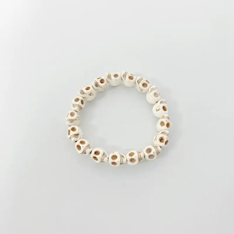 Punk Skull Beaded Bracelet | Gothic Unisex Skeleton Bangle