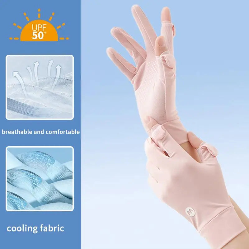 Women's Ice Silk UV Sun Protection Gloves | Lightweight Summer