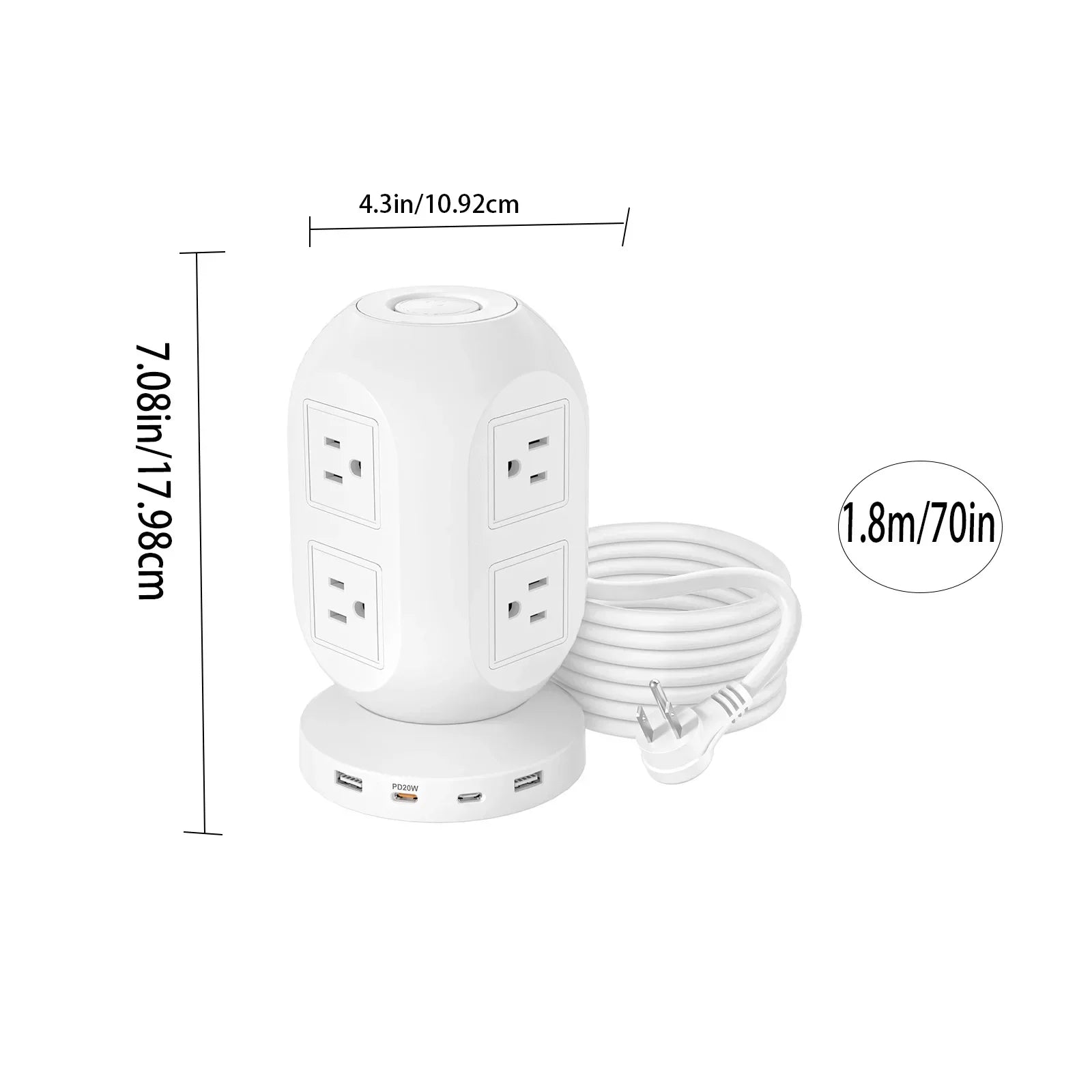 Lantern Tower Socket Extender 20W PD Fast Charging US Plug Peaceful Pleasures Health and Wellness