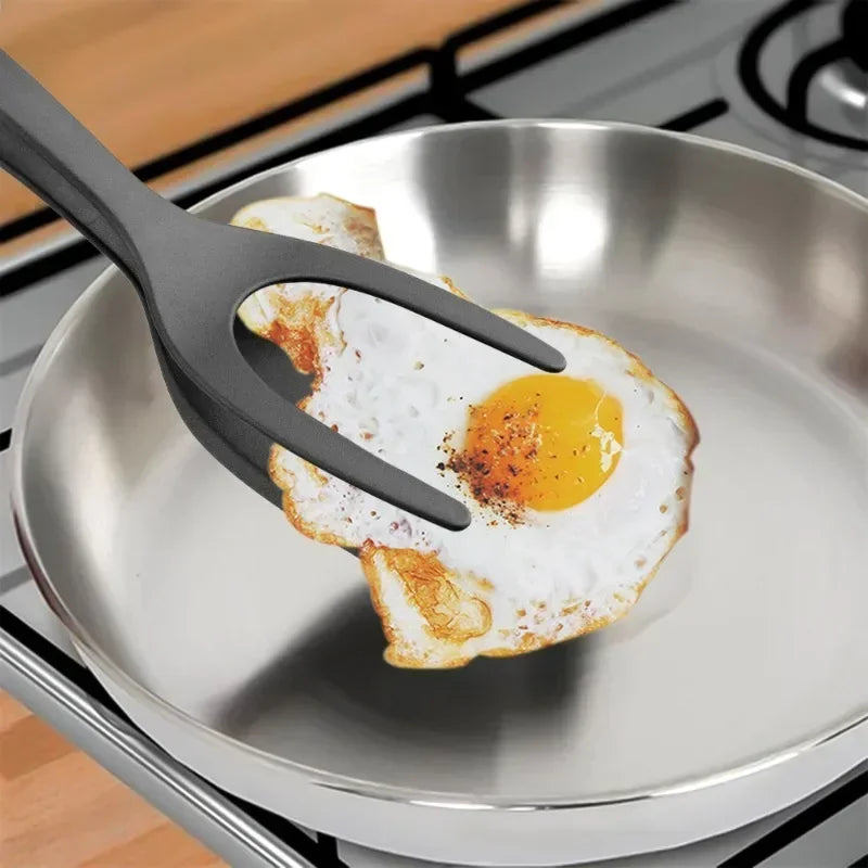 2 In 1 Shovel Clip Silicone Grip Flip Tongs Egg Steak Spatula Tongs Clamp Pancake Fried Turners Cooking Tool Kitchen Accessories Peaceful Pleasures Health and Wellness