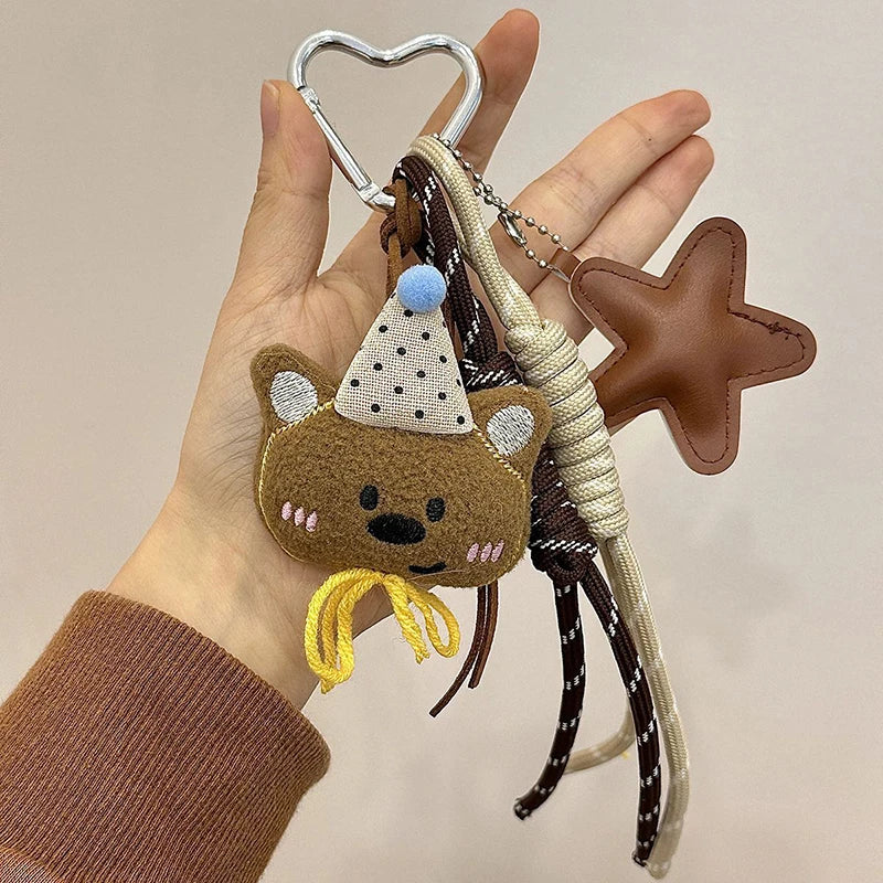 Kawaii Bear Plush Keychain – Cute Stuffed Animal Bag Pendant