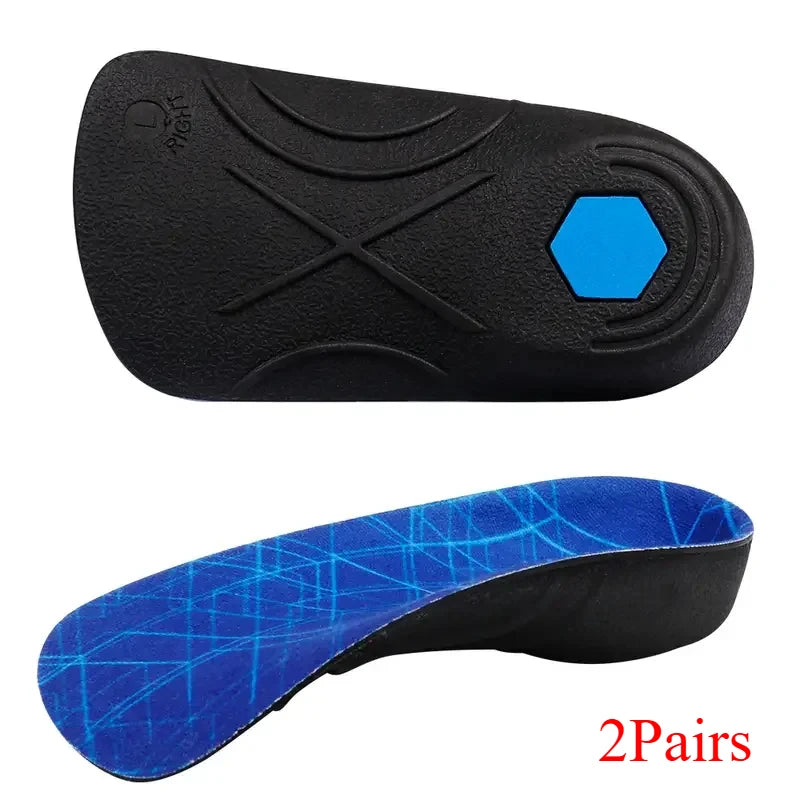 3/4 Plantar Fasciitis Orthotic Insoles, 330 LBS Firm Foot Support Insoles for Flat Feet, Heel Spurs, Overpronation, O/X-Legs Peaceful Pleasures Health and Wellness 2Pairs Blue M