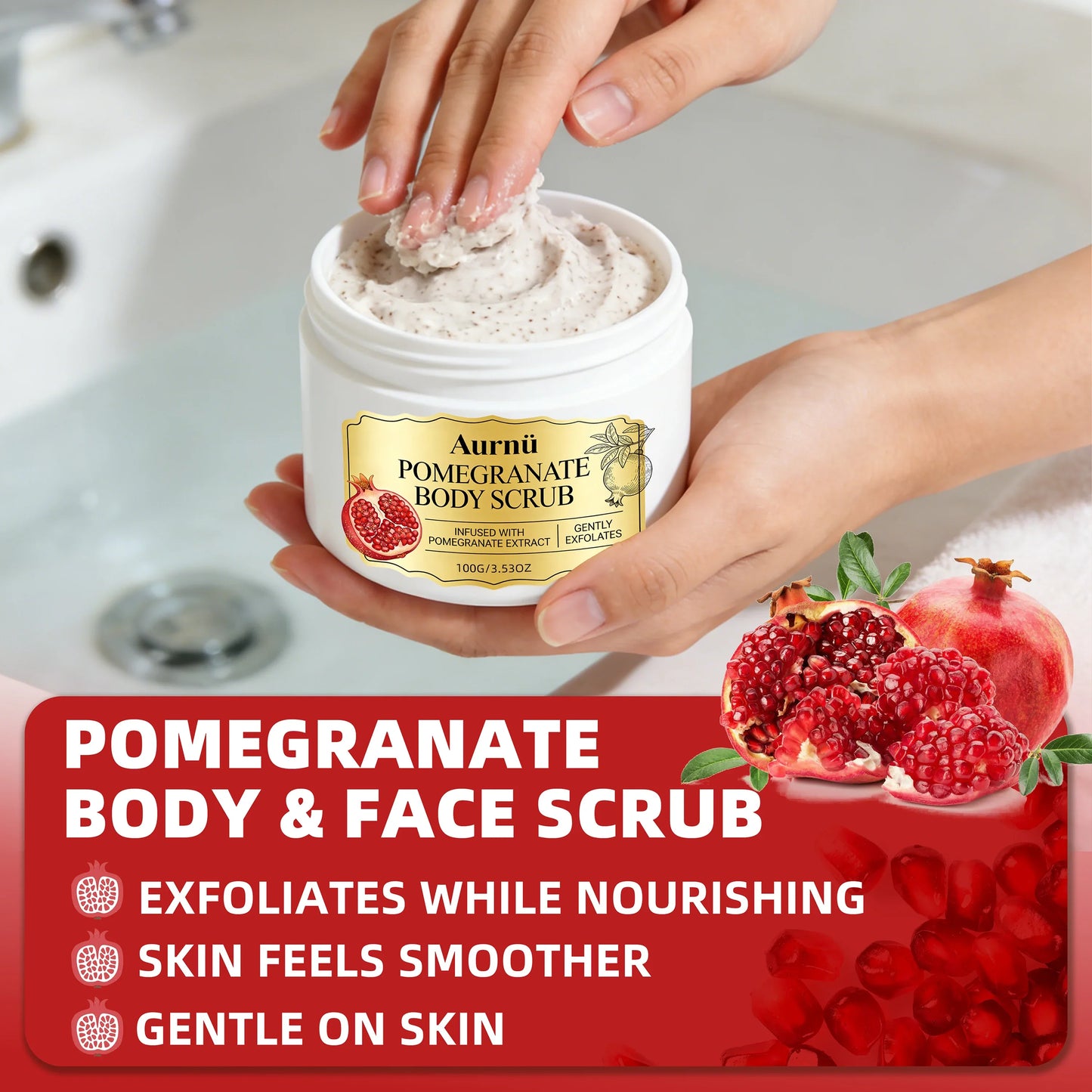 Aurnü Pomegranate Body Scrub – Hydrating & Gentle Exfoliant
