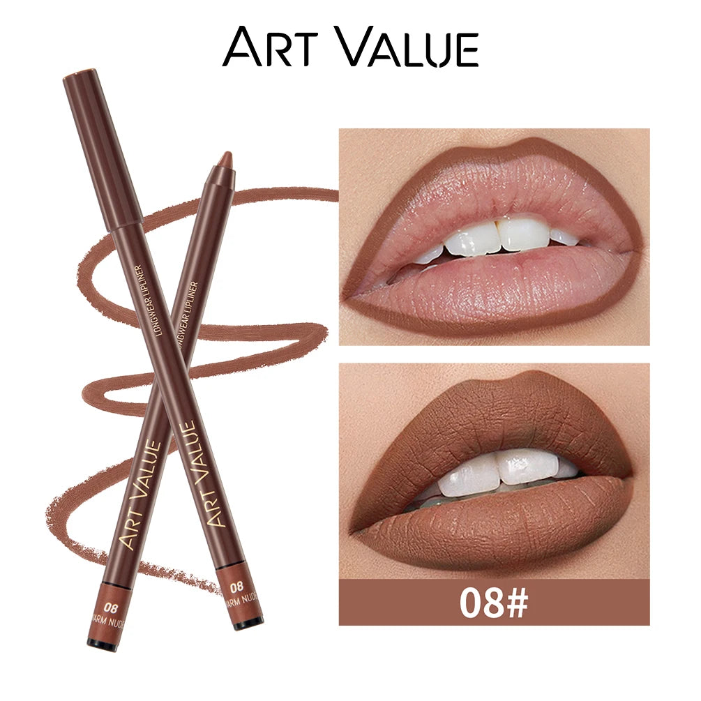 QIBEST Lipliner Pencil Matte Nude Red Contour Tint Lipstick Long Lasting Non-stick Cup Lipliner Pen Makeup Lip Stain Pencil Peaceful Pleasures Health and Wellness 08