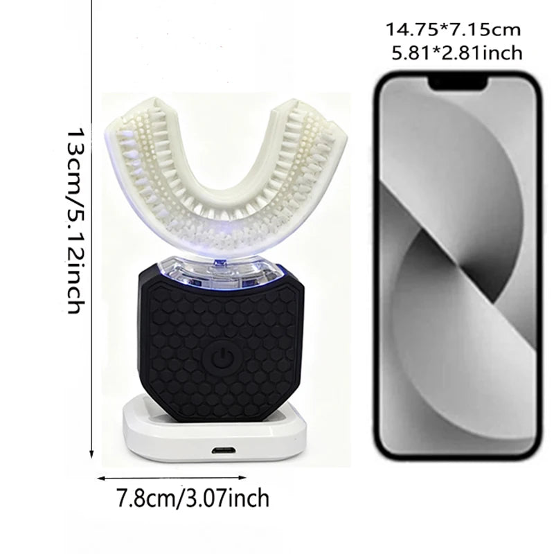 Adult U-shaped ultrasonic electric toothbrush with soft bristles and ultraviolet light for oral hygiene cleaning Peaceful Pleasures Health and Wellness