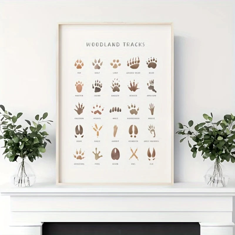 Animal Footprint Canvas Wall Art Print | Modern Home Decor