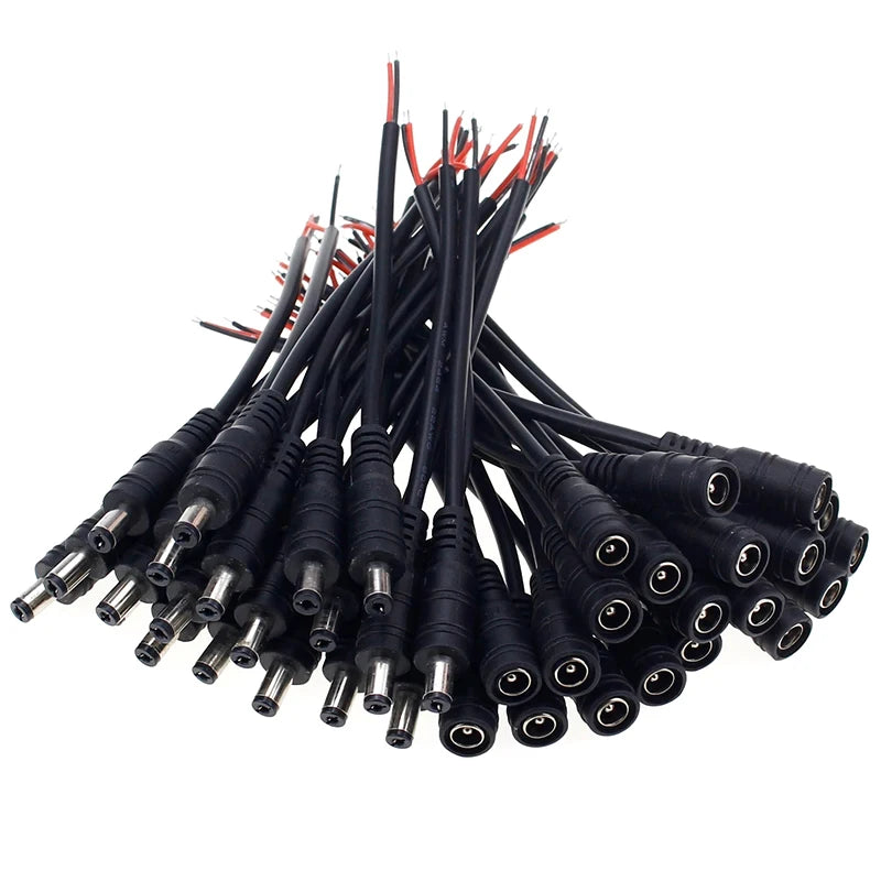 10Pcs DC Power Pigtails Cable 22AWG Female Male 5.5*2.1mm Connector Use For 12V Power Supply Adapte CCTV Camera DVR LED Strips Peaceful Pleasures Health and Wellness