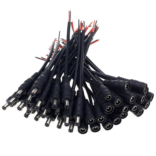 10Pcs DC Power Pigtails Cable 22AWG Female Male 5.5*2.1mm Connector Use For 12V Power Supply Adapte CCTV Camera DVR LED Strips Peaceful Pleasures Health and Wellness