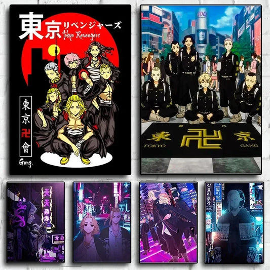 Canvas Painting Wall Art Anime TV Tokyo Revengers Poster Aesthetic Mikey Hanma Shuji Manga Mural Kawaii Room Decor Gift Peaceful Pleasures Health and Wellness