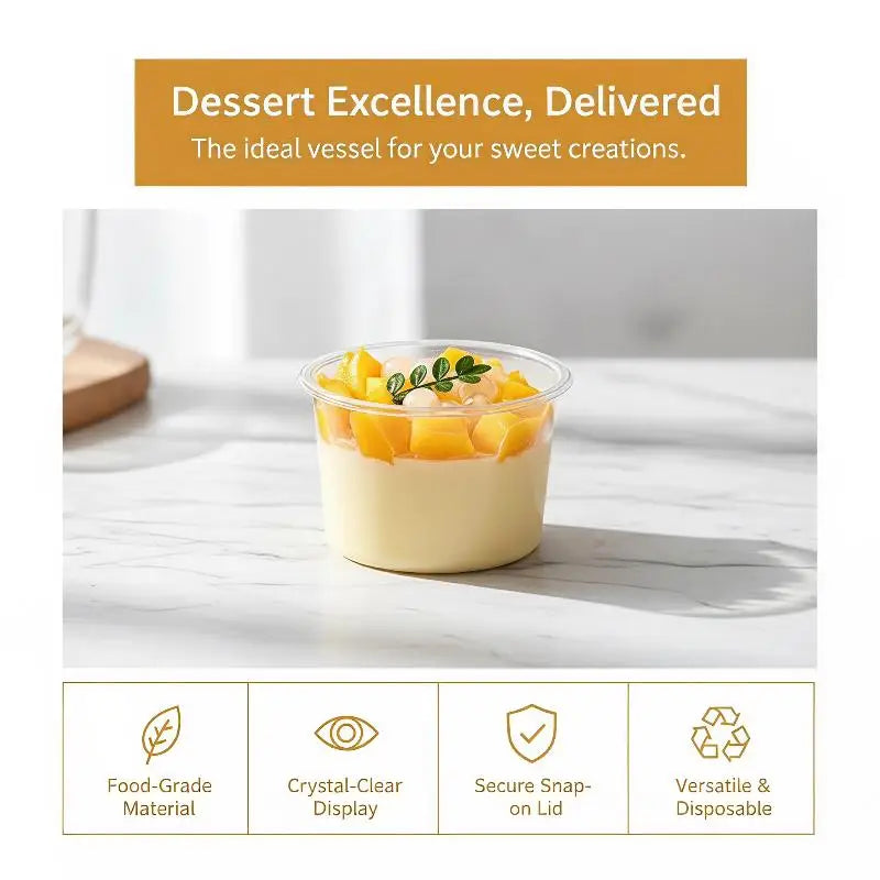 50-Pack 150ml Clear Disposable Dessert Cups with Lids