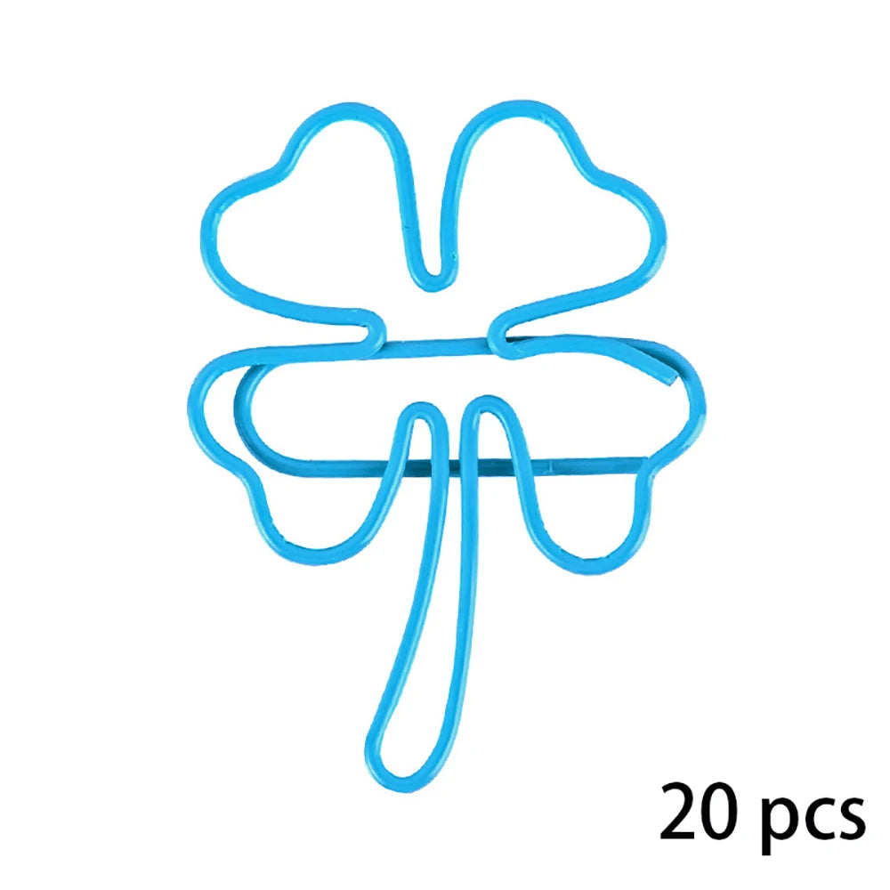 20 Clover Paper Clips Bookmark Macaron Colored Office Data Storage