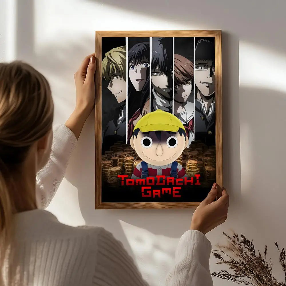 Anime T-Tomodachi Game Poster HD Self Adhesive Waterproof Wall Art Ideal for Home Office Dorm Bedroom Great Gift Peaceful Pleasures Health and Wellness White1 50X70cmNoframe