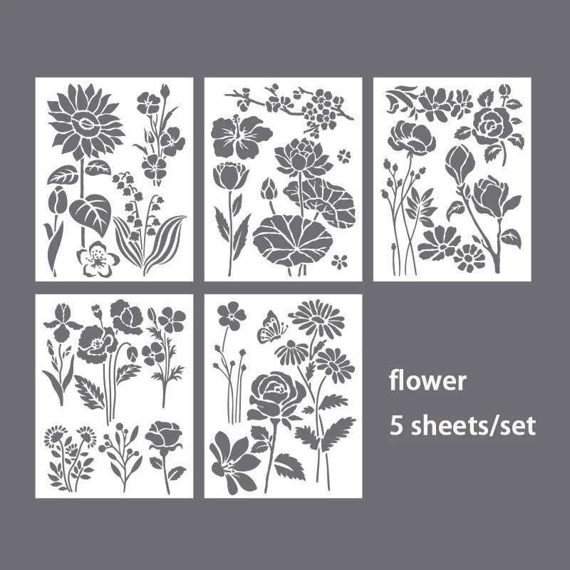 Floral Painting Templates Children Flower Leaf Butterfly DIY Drawing
