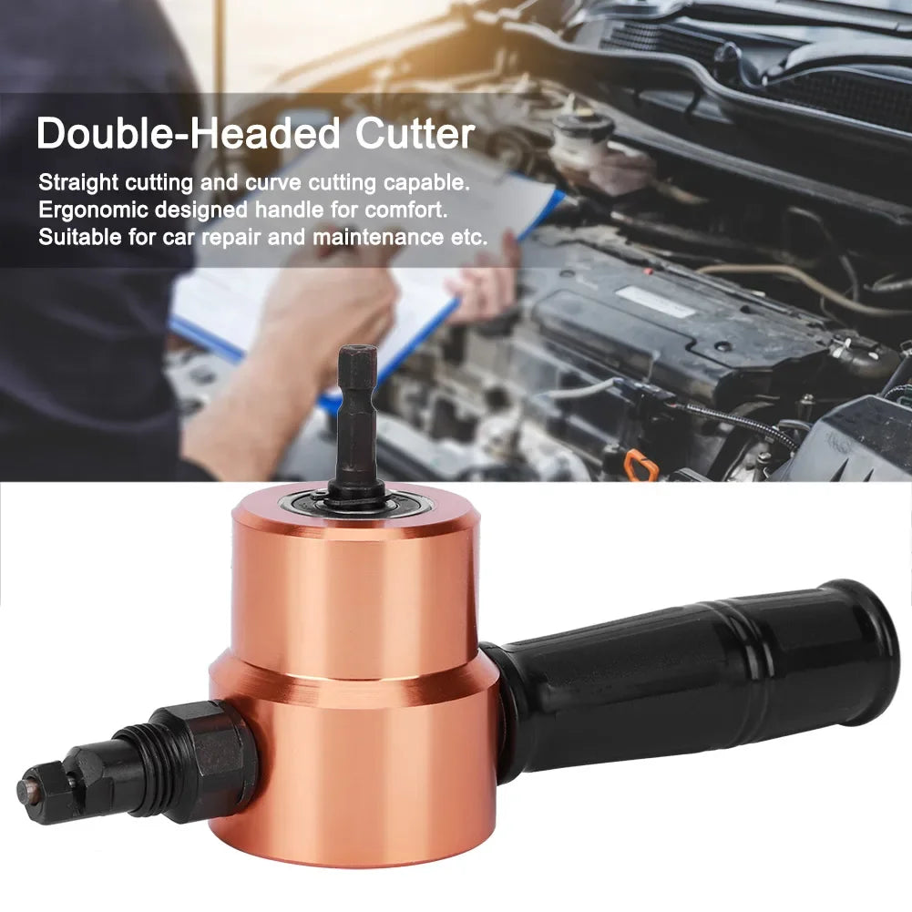 Double Headed Cutter Sheet Metal Nibbler Drill Cutting Tool Power