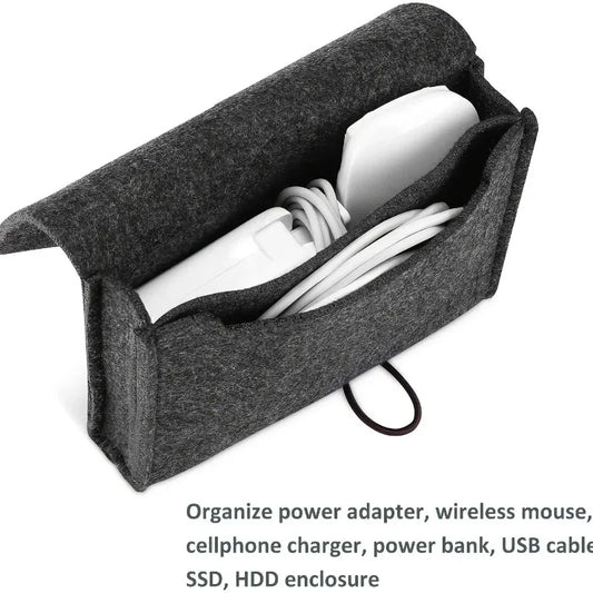 Felt Travel Electronics Organizer | Cable & Adapter Storage Bag Electronics Storage Bag Peaceful Pleasures Health and Wellness