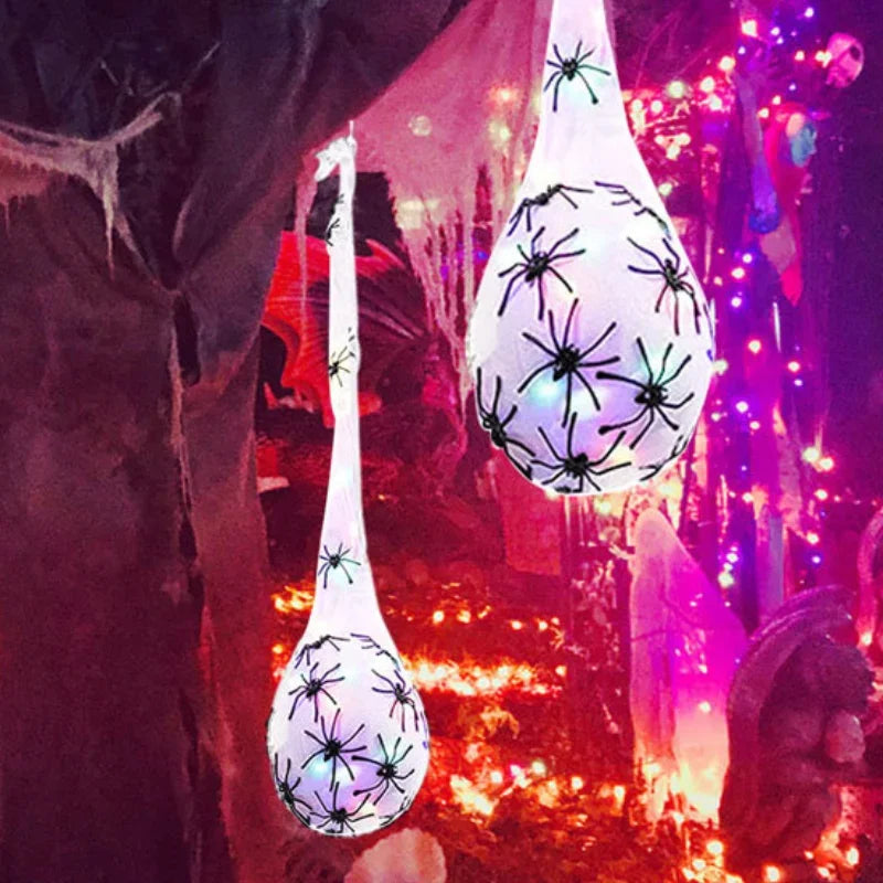 Glowing Halloween Spider Egg Sacks LED Hanging Web Decoration