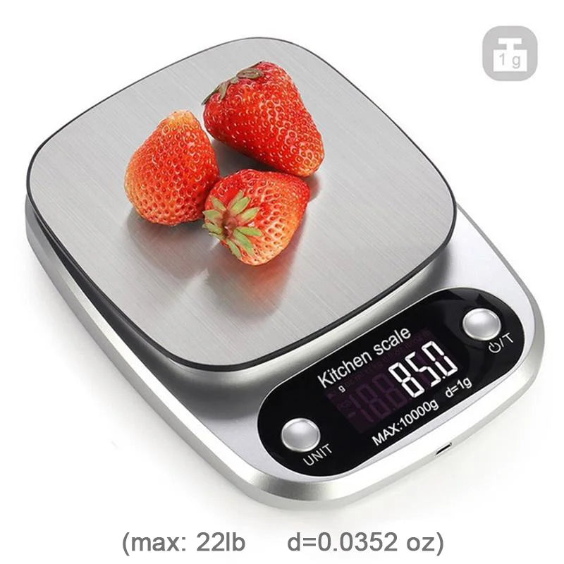 Household Kitchen Scale Electronic Food Scale Baking Scale Measuring Tool Stainless Steel Platform With Lcd Display 5kg/ 10kg Peaceful Pleasures Health and Wellness
