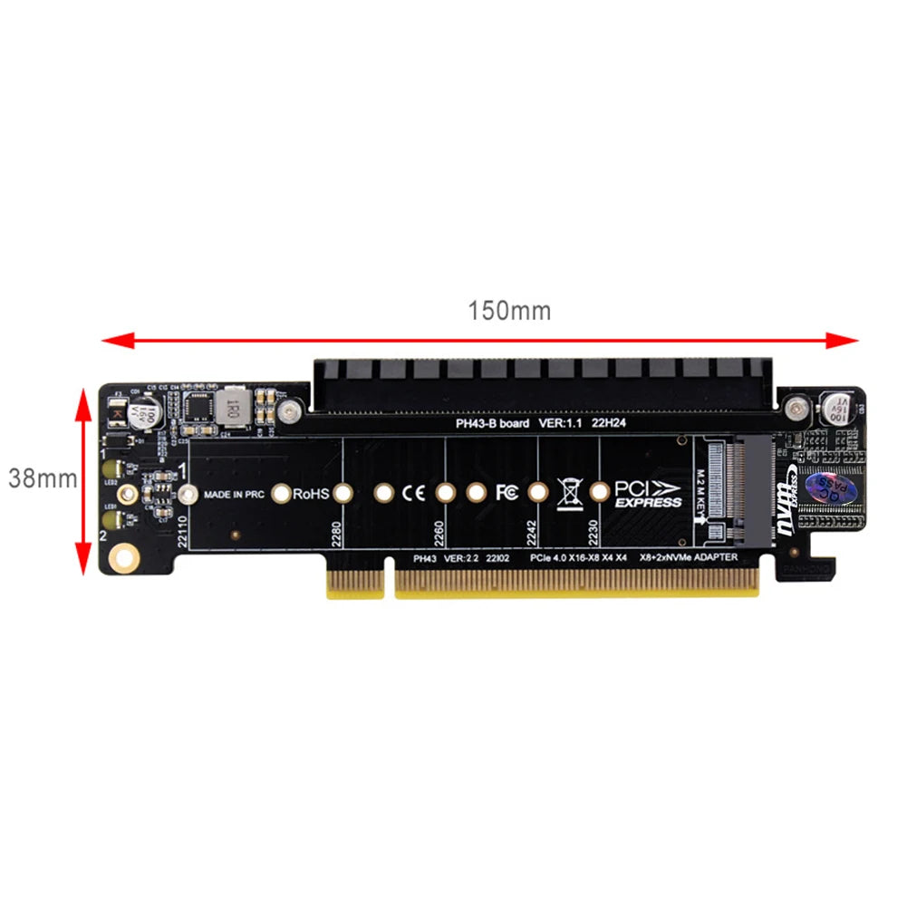 PCIe X16 To X8+X4+X4 Split Expansion Adapter Card PCIE4.0 Expansion Riser Card Extended Card Support 2280/2260/2242/2230 SSD Peaceful Pleasures Health and Wellness