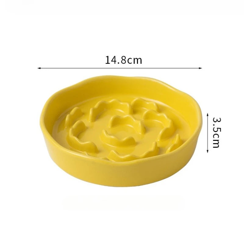 Ceramic Slow Food Bowl High Footed Cat Bowl Neck Protection Bowl Not Easy To Knock Over Dog Anti Choking Bowl Slow Food Bowl New Peaceful Pleasures Health and Wellness