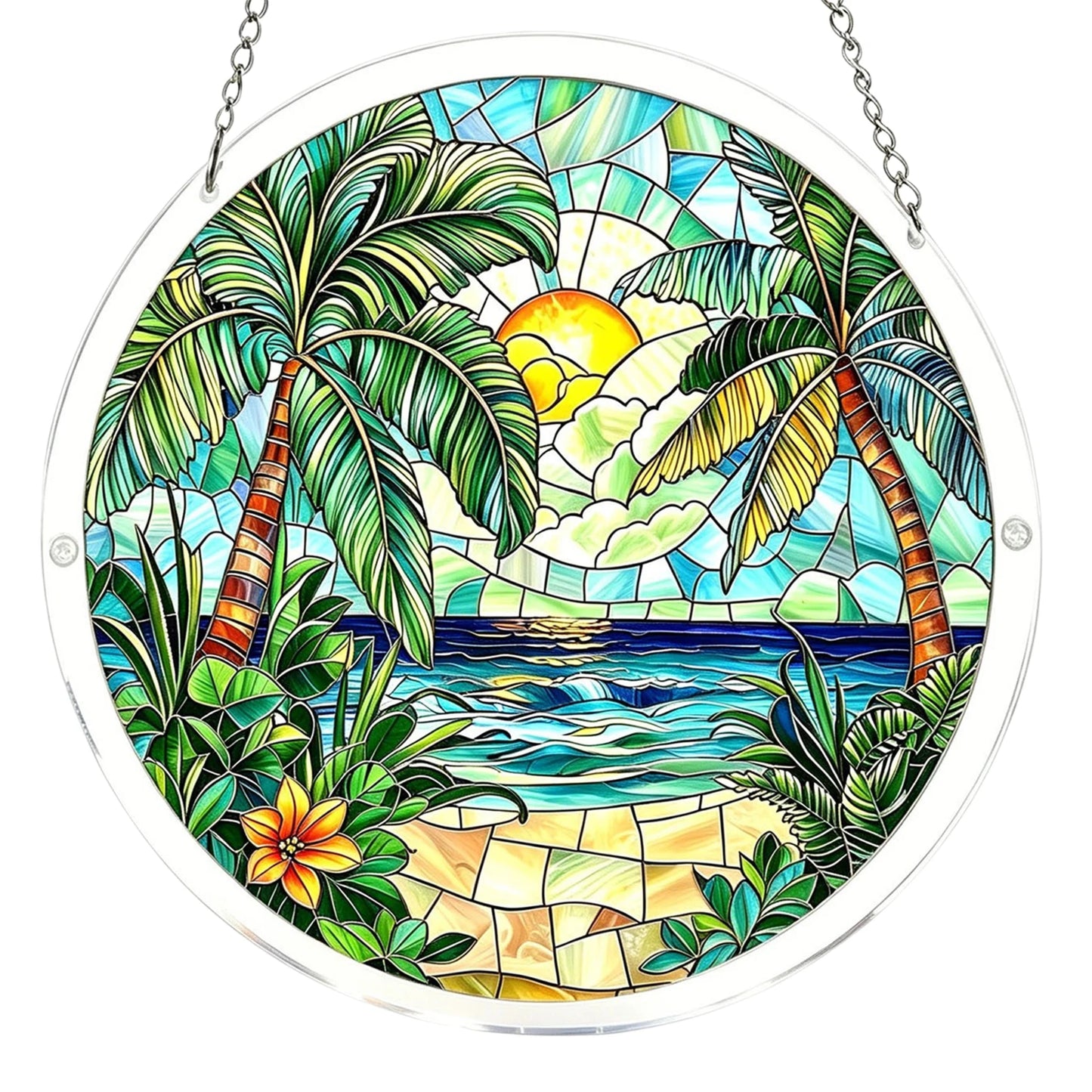 Sun Catcher Puzzle Curtain Decoration Unique Acrylic Sun Catcher Puzzle Kit 7.36 Inch for Doors Garden and Window Hanging Home Peaceful Pleasures Health and Wellness T