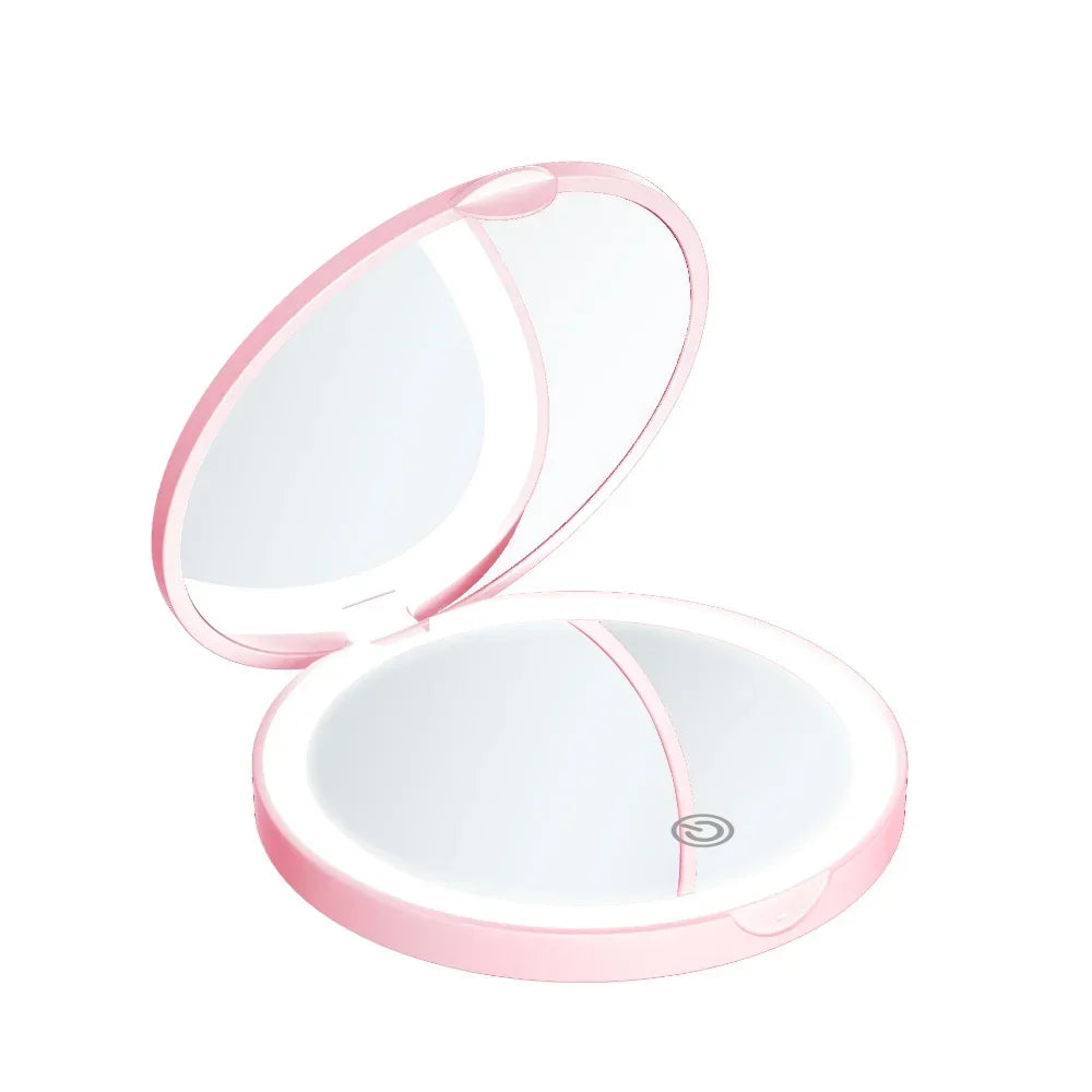 Portable Foldable LED Compact Makeup Mirror with Magnifying