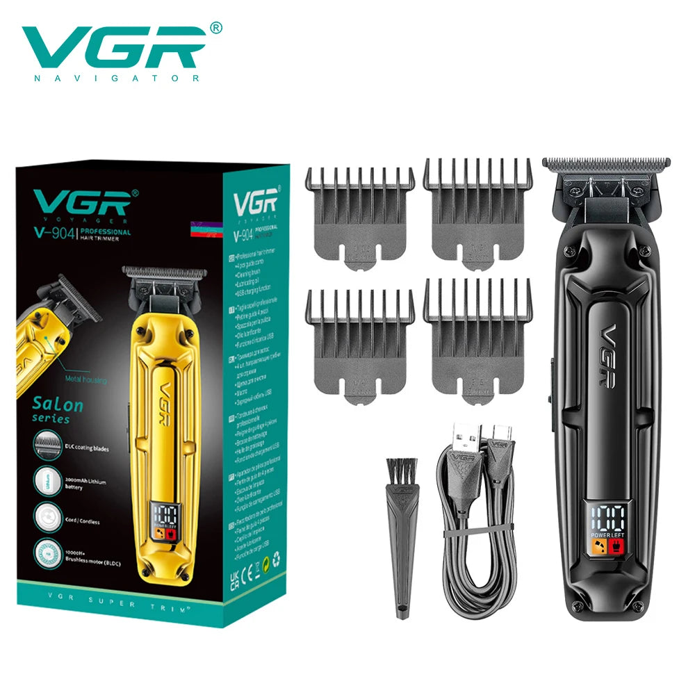 VGR Cross Border Metal Oil Hair clipper Hair Salon Men's electric clipper digital Engraving push white razor V-904 Peaceful Pleasures Health and Wellness USB
