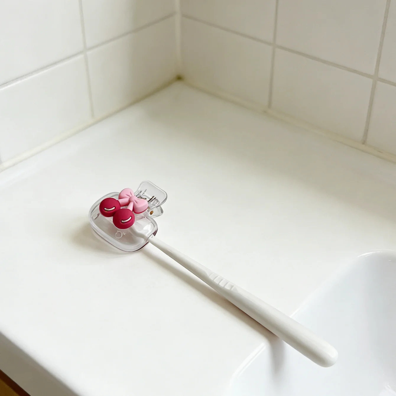 Cherry Toothbrush Holder – Dual Ventilation, ABS Plastic Toothbrush Holder Peaceful Pleasures Health and Wellness 1Pc White
