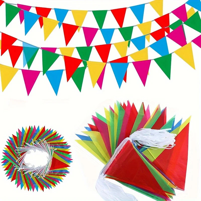 Colorful Triangle Pennant Banner Flags – Party Garland Bulk Pack Party Pennant Flags Peaceful Pleasures Health and Wellness