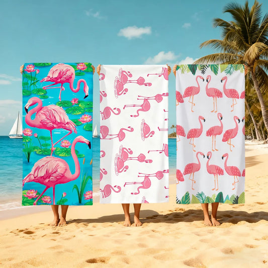 Flamingo Quick-Dry Beach Towel | Soft Pool & Travel Towel Quick-Dry Beach Towel Peaceful Pleasures Health and Wellness