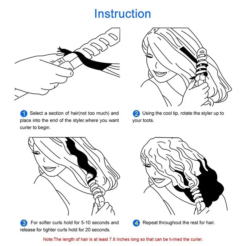 Professional Fast-Heating Electric Hair Styler - Magic Spiral Curling Iron Roller, Pro Styling Tool Peaceful Pleasures Health and Wellness