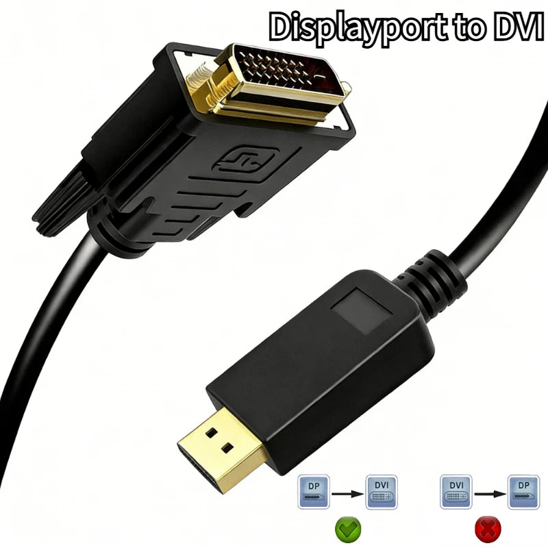 1080P HD DP to DVI Adapter DisplayPort Display Port to DVI Cable Adapter Converter Male to Female for Monitor ProjectorDisplays Peaceful Pleasures Health and Wellness 1.8m