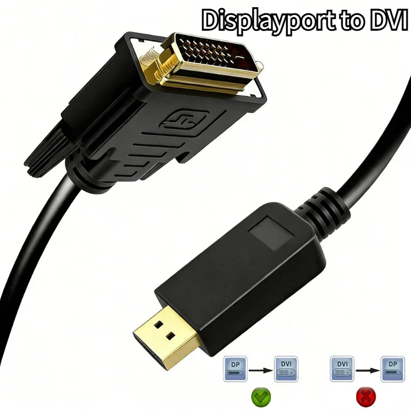 1080P DisplayPort to DVI Adapter Cable – Plug & Play, 1.8M