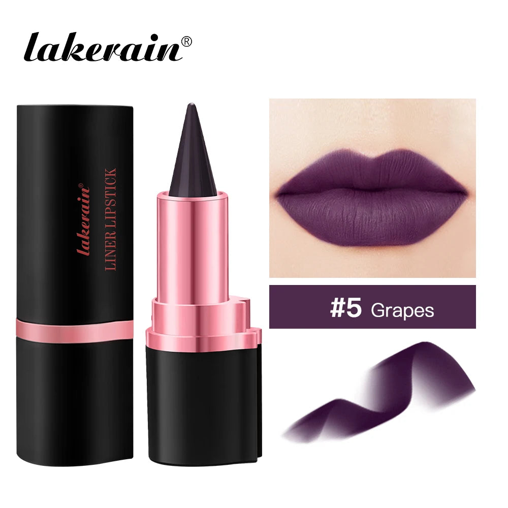 2In1 Matte Liner Lipstick Pen Gradient Lip Liner Red Brown Lipsticks Pencil Lasting Waterproof Lip Stick Sexy Women Lip Cosmetic Peaceful Pleasures Health and Wellness 05 grapes