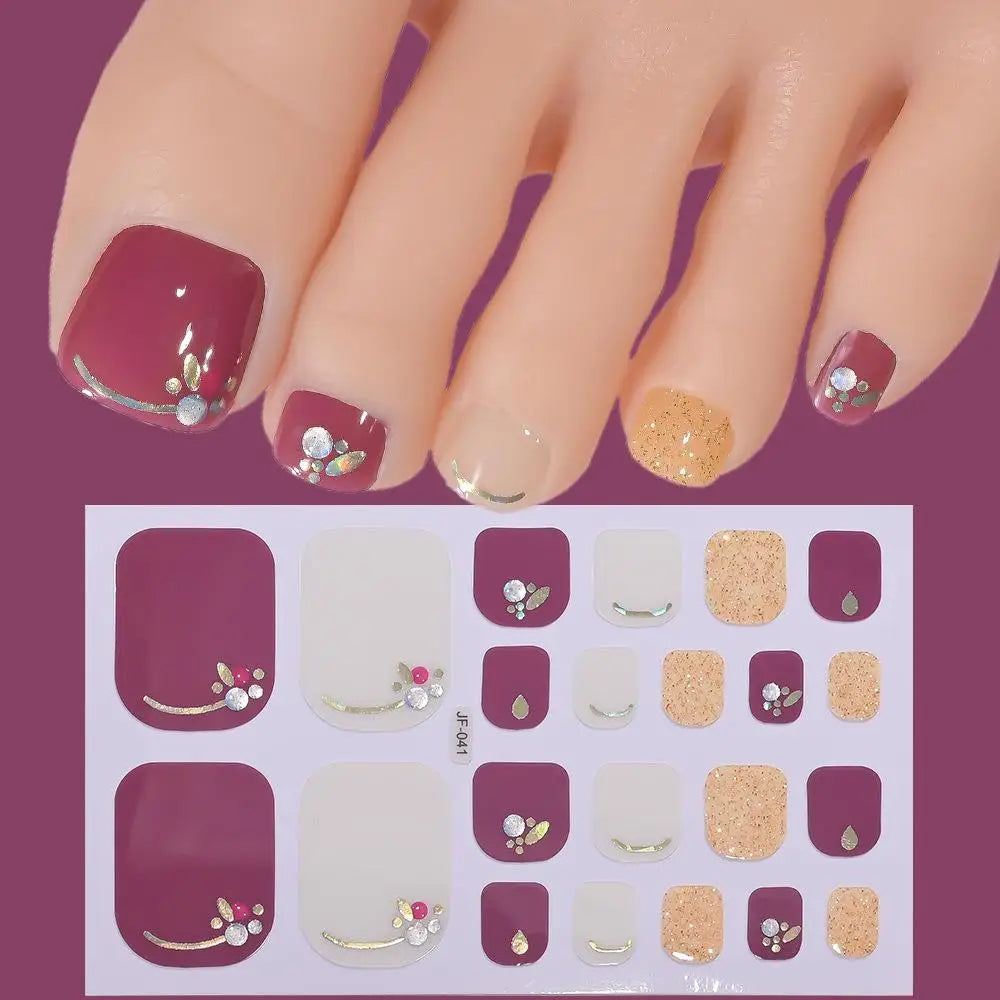 22tips/Sheet Glitter Toenail Stickers Glittering Full Wraps for Summer Pool and Beach for Nail Art and Decorative Nail Decals Peaceful Pleasures Health and Wellness K