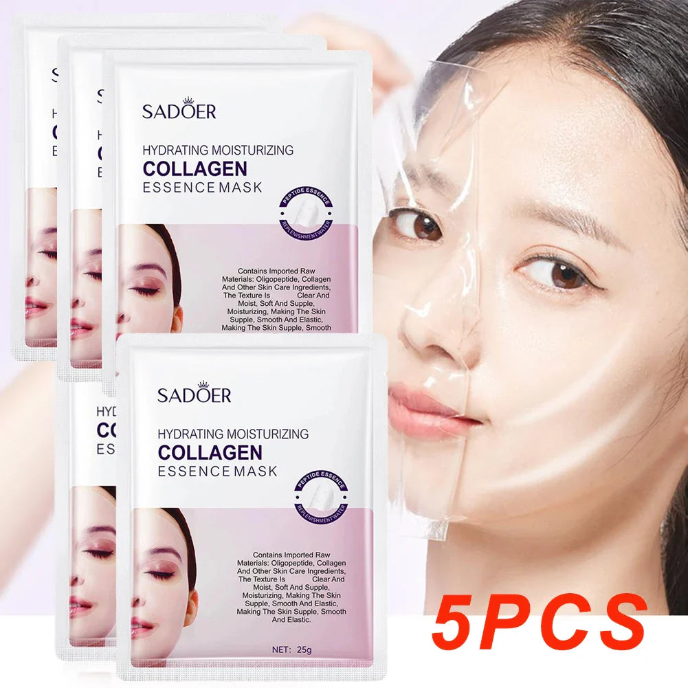 5-Pack Hyaluronic Acid Collagen Hydrating Sheet Face Masks