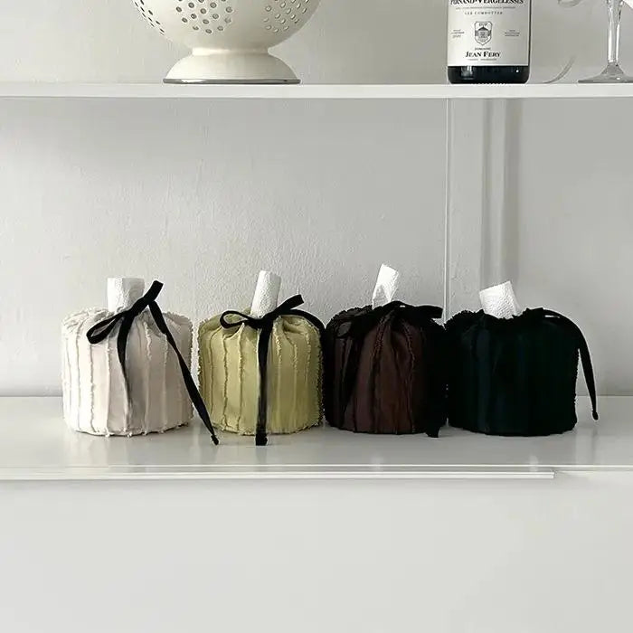 New Fringed Glossy Cloth Art Tissue Box Cover - New Style Decorative Small Square Storage Box For Living Room Kitchen Peaceful Pleasures Health and Wellness