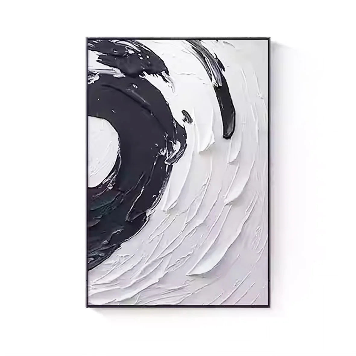 Hand-painted Oil Painting Black and White Modern Minimalist Entrance Three-dimensional Large Floor-to-ceiling Gypsum Painting Peaceful Pleasures Health and Wellness Without frame P Custom