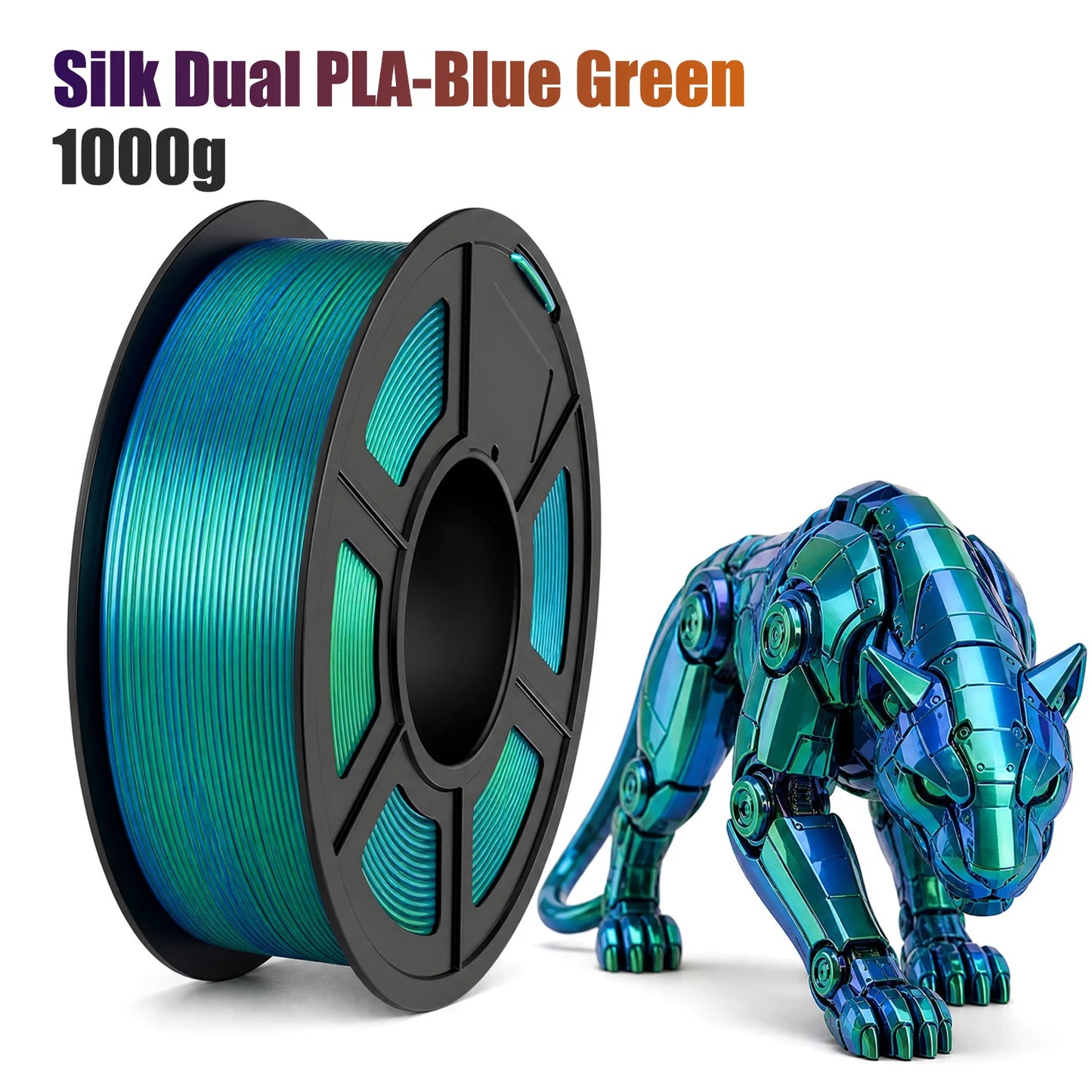 Dual Color Silk PLA Filament 1.75mm Silver Blue 250g | FDM