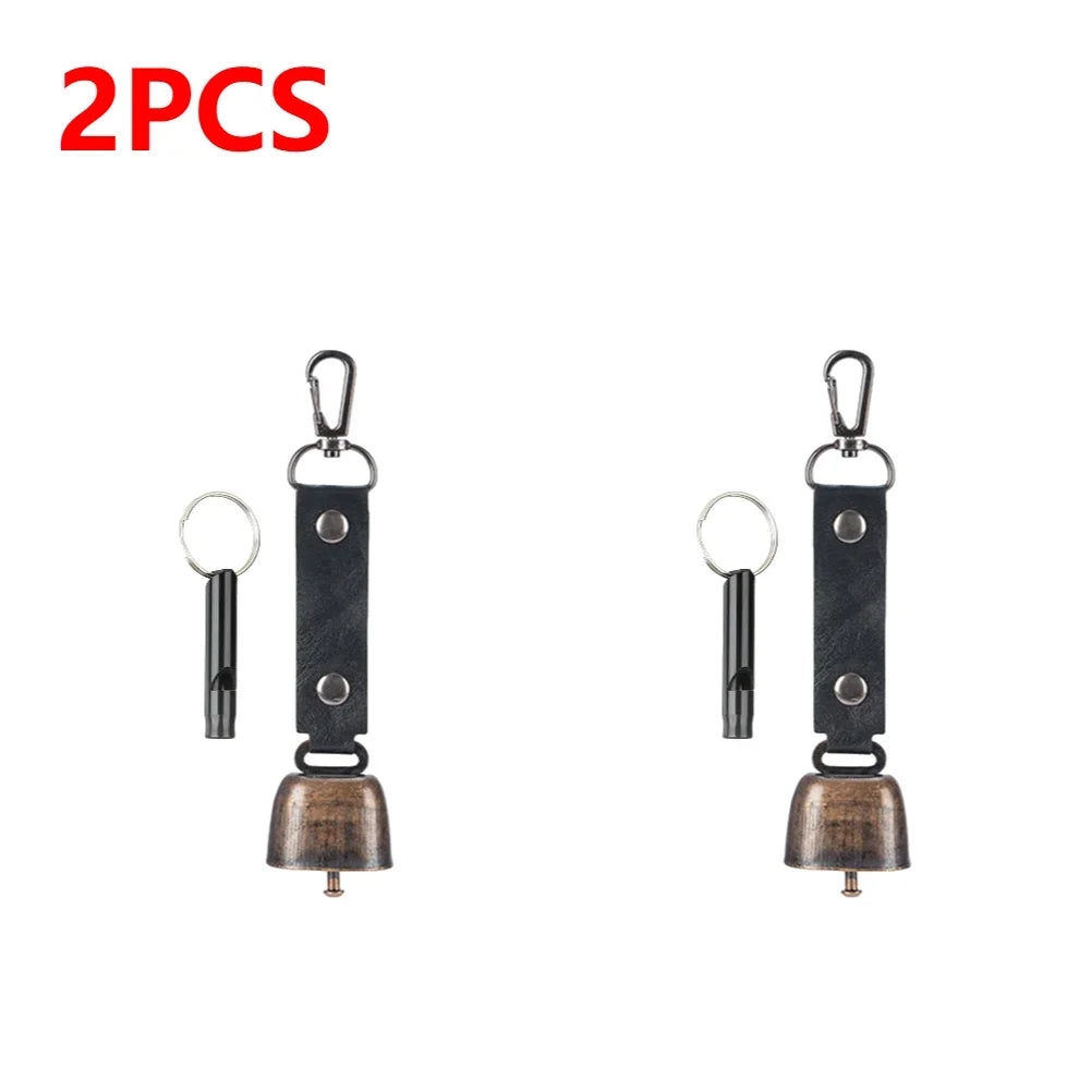 Outdoor Repellent Bear Bell Camping Retro Wind Chime Keychain Accessories Hiking Reminder Pet Pendant Bell for Fishing Peaceful Pleasures Health and Wellness Black-1