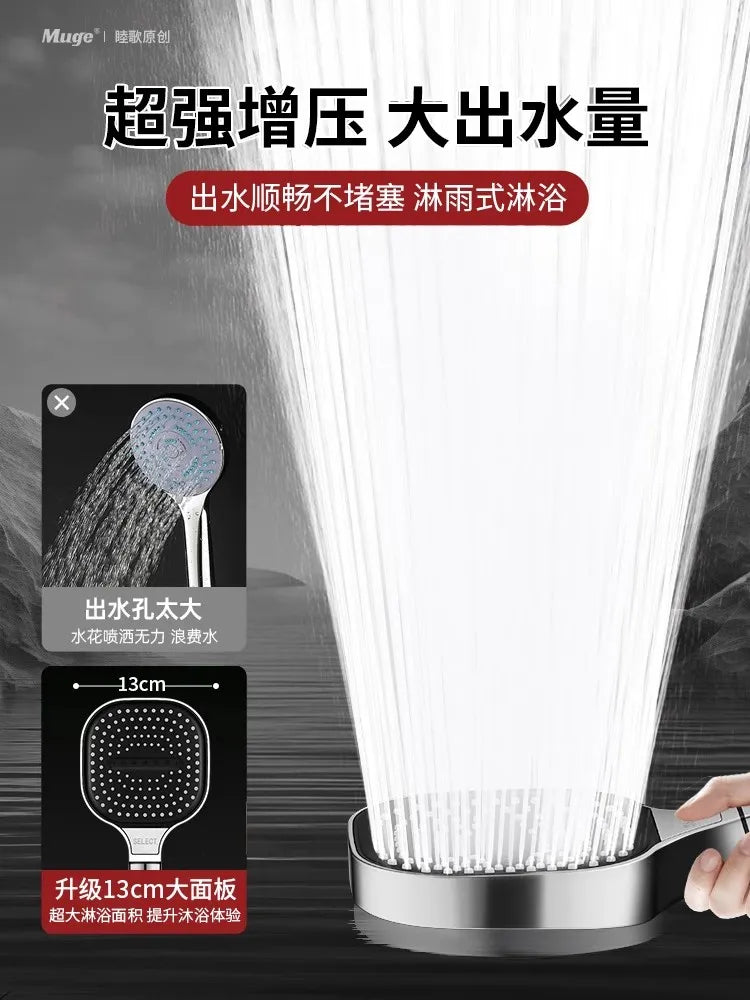 13cm High Pressure Shower Head – 3 Modes & Built-In Filter