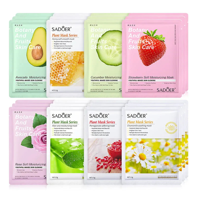 BIOAOUA 8-Pack Natural Plant Face Masks | Hydrating & Firming