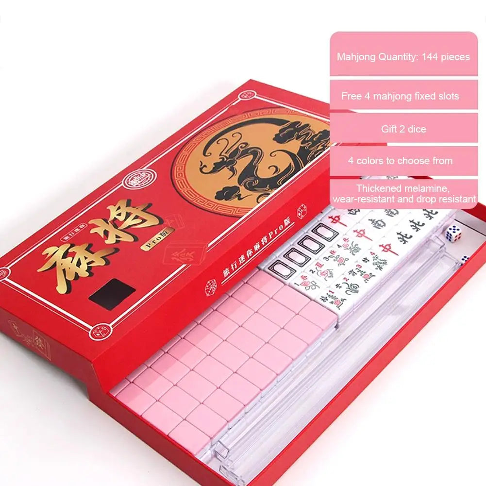 Mini Portable Chinese Mahjong Game Tiles Compact Board Family Outdoor