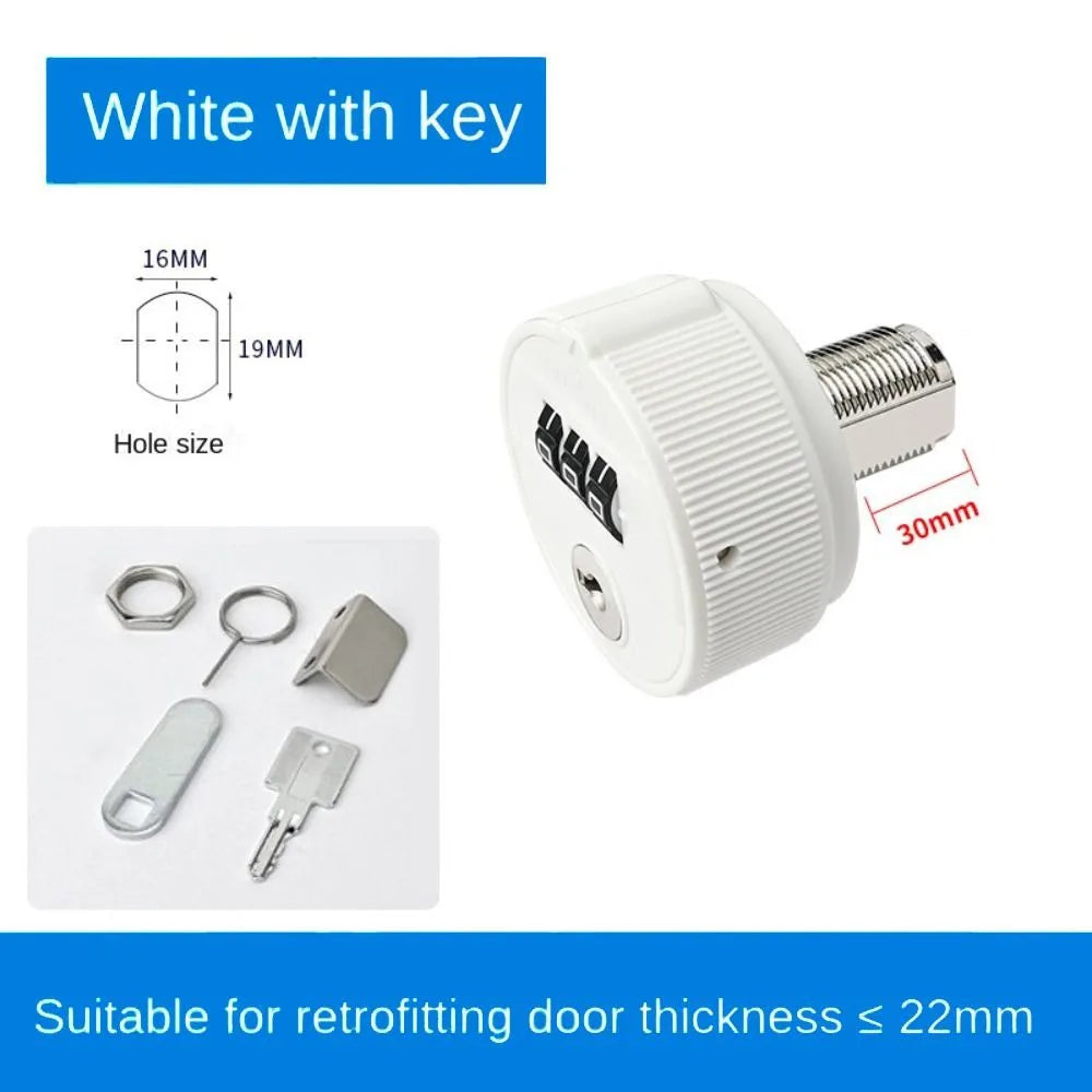 Zinc Alloy 3-Digit Combination Lock with Key | Cabinet & Drawer