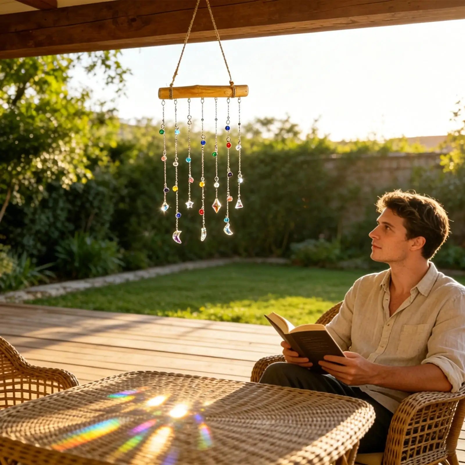 Light Catcher Crystal Home Decor Wall Light Catcher Wind Chime For Outdoor Backyard Garden Patio Balcony Tree Door Bedroom Peaceful Pleasures Health and Wellness