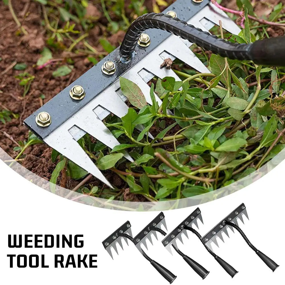 5/6/7/8 Teeth Iron Gardening Hoe Weeding Rake Tool Peaceful Pleasures Health and Wellness