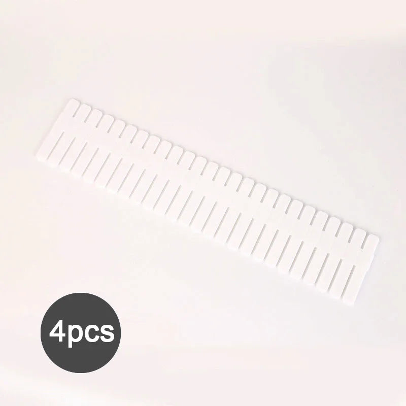 4/8 Pieces Adjustable Drawer Divider Partition Durable Storage Cosmetic Socks Underwear Drawer Clothes Organizer Cabinets Peaceful Pleasures Health and Wellness White 4 pieces
