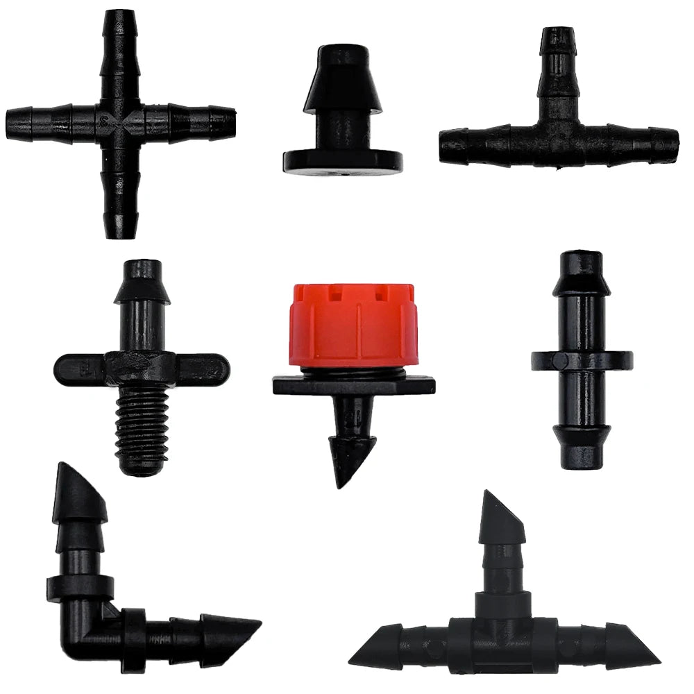 50pcs Barbed Connectors Irrigation Fittings Drip Irrigation Barbed Connectors 4/7mm Tubing Fittings for Flower Pot Garden Lawn Peaceful Pleasures Health and Wellness