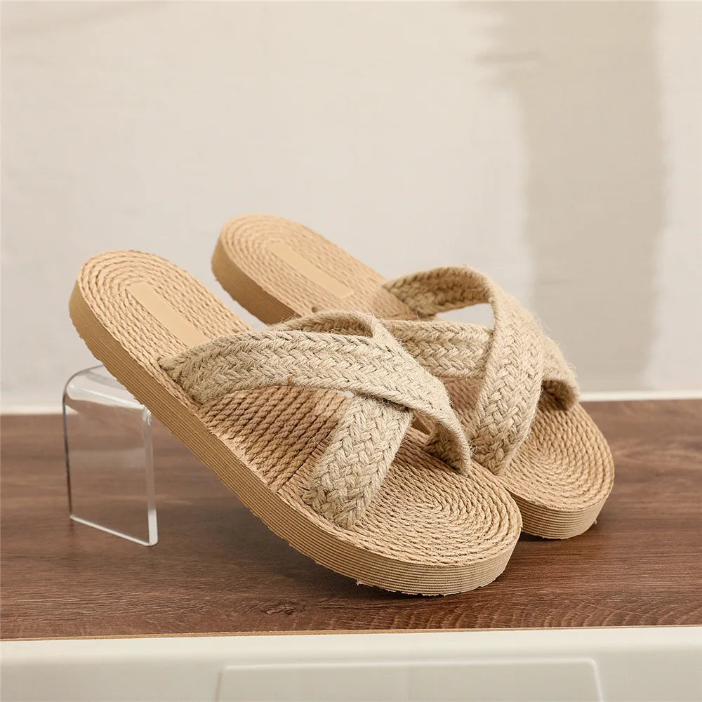 Women's Braided Ankle Strap Flat Sandals | Open Toe EVA Slides
