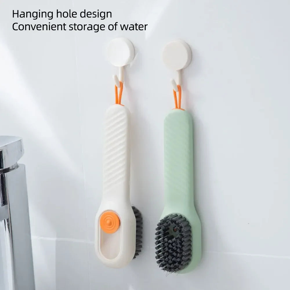 Multifunction Shoe Brush with Soap Dispenser & Long Handle